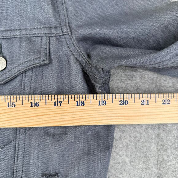 Levi's Women's Denim Trucker‎ Jacket Small Gray Embellished Boho Patchwork - Picture 12 of 16